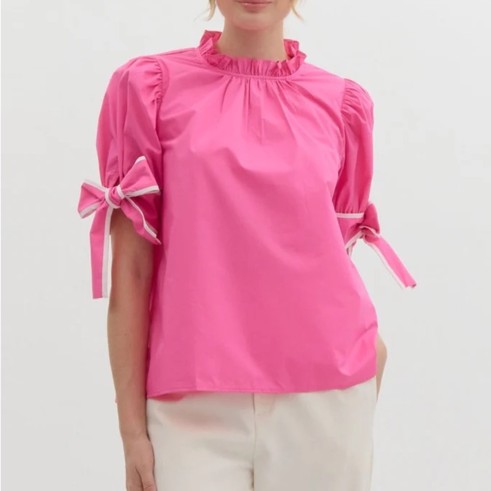 Entro BOW PUFF SLEEVE BLOUSE Size L